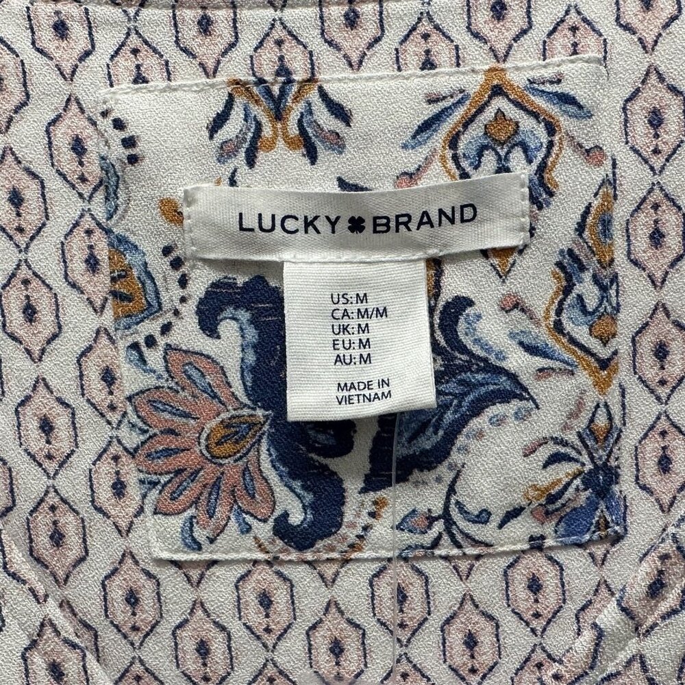 Lucky Brand Dress Peasant Cowgirl Paisley Blue White Cottage Core NEW - Picture 4 of 11
